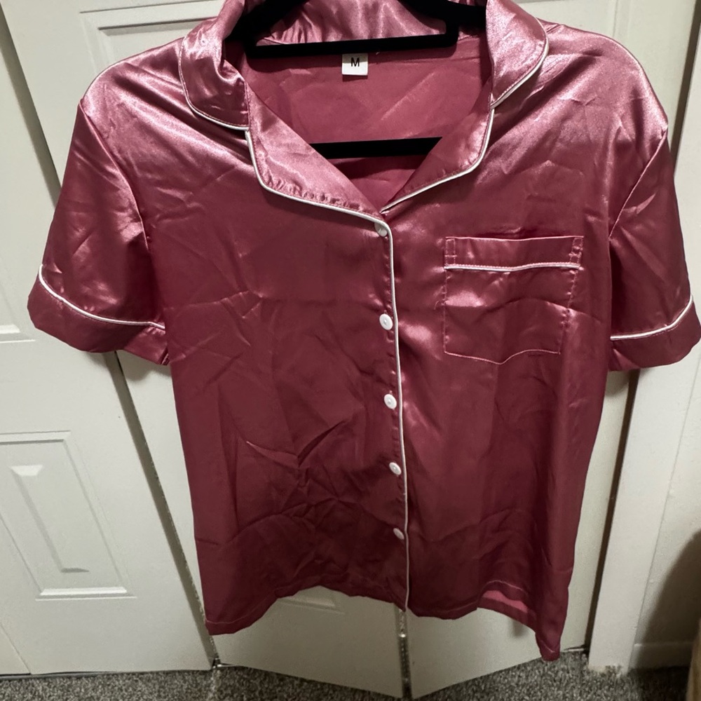 Silky Pink Button-Up Pajama Set